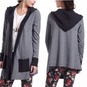 Anthropologie Vanessa Virginia Gray Herringbone Open Cardigan
